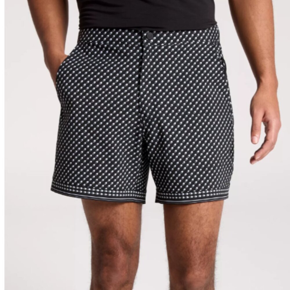 VRST Men's 6" Resort Short Pure Black Print NWT